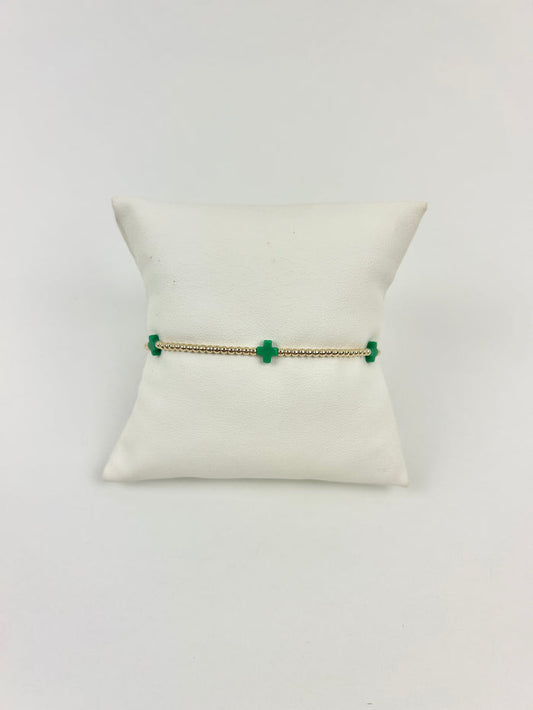 Enewton Small Signature Cross 2mm Bracelet - Emerald Bracelets in at Wrapsody