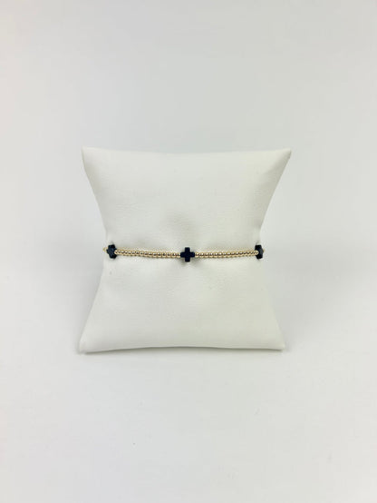 Enewton Small Signature Cross 2mm Bracelet - Navy Bracelets in at Wrapsody