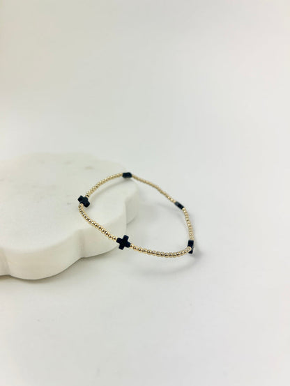 Enewton Small Signature Cross 2mm Bracelet - Navy Bracelets in at Wrapsody