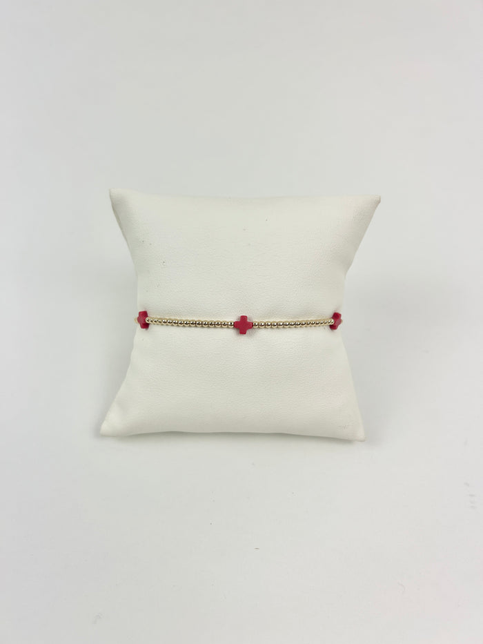 Enewton Small Signature Cross 2mm Bracelet - Red Bracelets in at Wrapsody