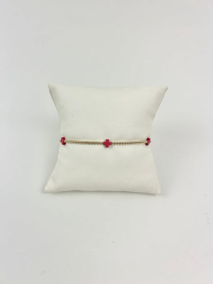 Enewton Small Signature Cross 2mm Bracelet - Red Bracelets in at Wrapsody