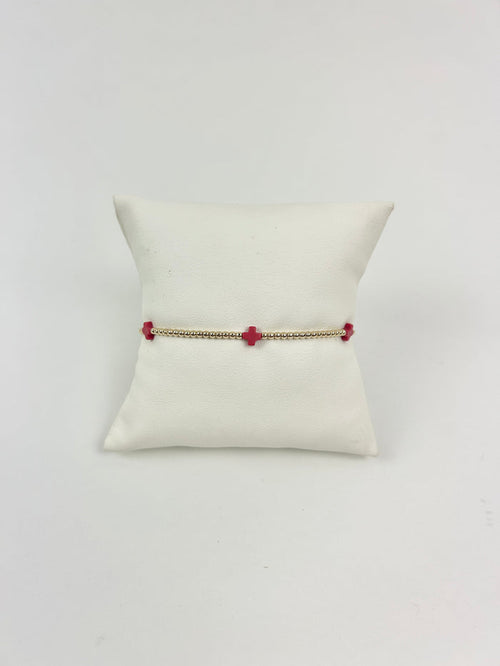 Enewton Small Signature Cross 2mm Bracelet - Red Bracelets in at Wrapsody