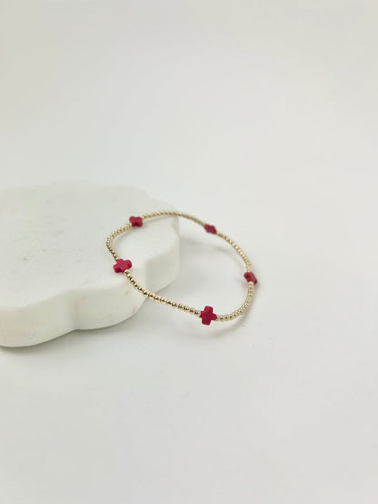 Enewton Small Signature Cross 2mm Bracelet - Red Bracelets in at Wrapsody