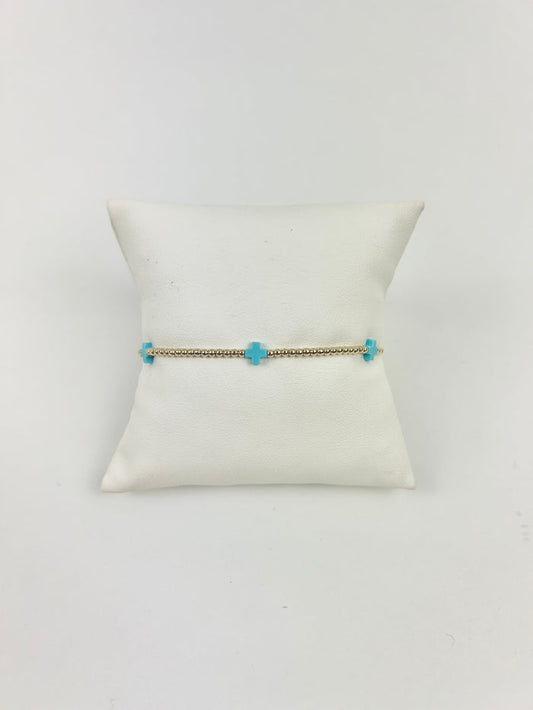Enewton Small Signature Cross 2mm Bracelet - Turquiose Bracelets in at Wrapsody
