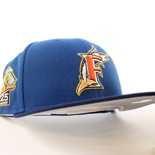 Florida Marlins 25th Anniversary New Era 59Fifty Fitted Hat (Glow in the Dark SeaShore Oceanside Gray Under brim)