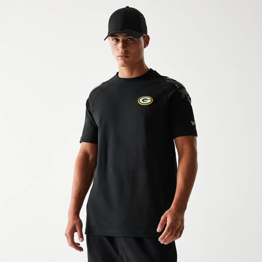 The Male model is wearing Green Bay Packers NFL 3RD Down Black T-Shirt 1