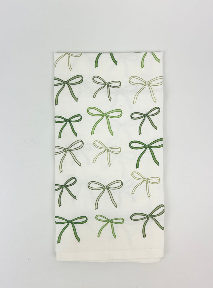 Green Ribbon Bows Towel Kitchen Towels in at Wrapsody