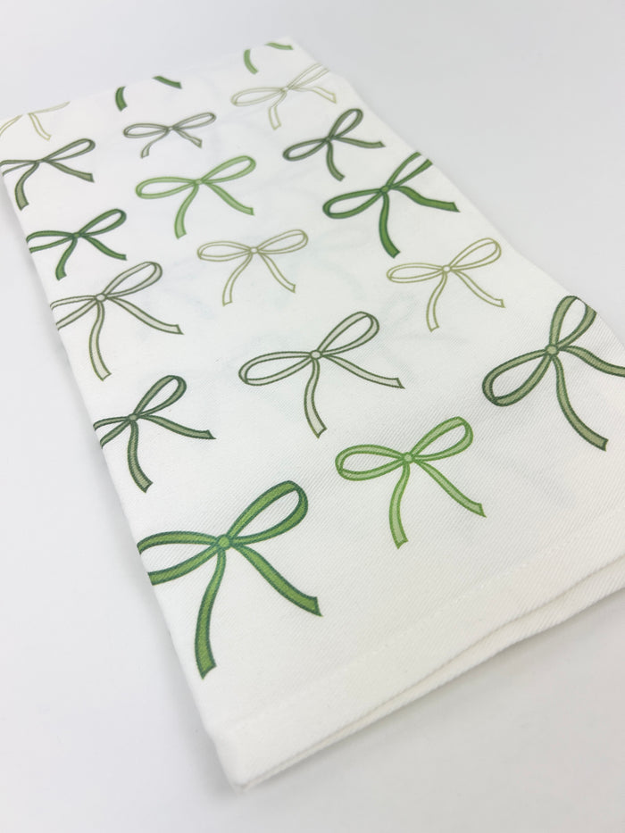 Green Ribbon Bows Towel Kitchen Towels in at Wrapsody