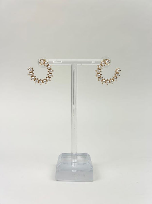 Helena Horseshoe Pearl Studs Earrings in at Wrapsody