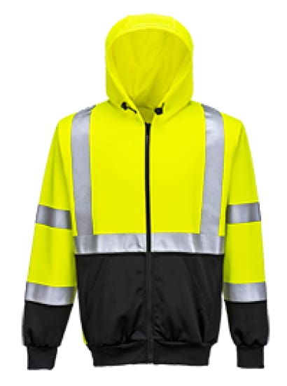 Hi-vis 2-tone full zipped hoody hooded sweatshirt portwest b315