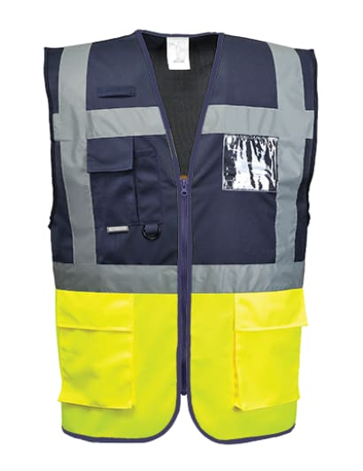 Hi vis two tone contrast paris executive zipped and pockets vest - c276