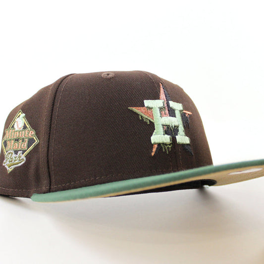 Houston Astros 40Th Anniversary New Era 59Fifty Fitted Hat (Burnt Wood Mountain Green Khaki Under Brim)