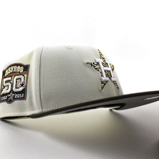 Houston Astros 50th Anniversary New Era 59Fifty Fitted Hat (Chrome White Walnut Gray Under Brim)