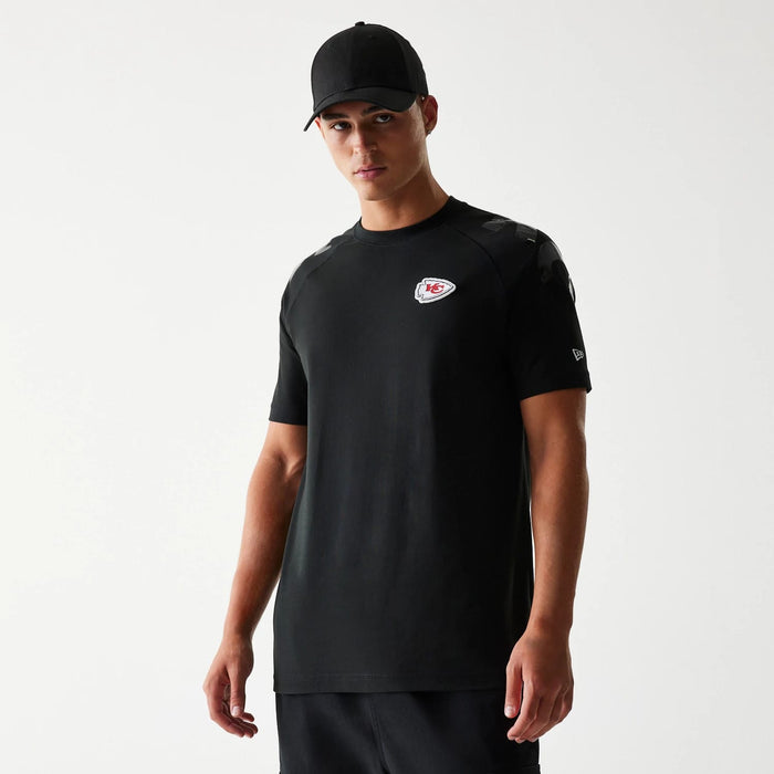 The Male model is wearing Kansas City Chiefs NFL 3RD Down Black T-Shirt 1