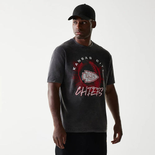 The Male model is wearing Kansas City Chiefs NFL Sport Night Black T-Shirt 1
