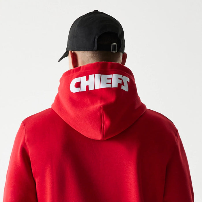 The Male model is wearing Kansas City Chiefs NFL Throwback Red Pullover Hoodie 5