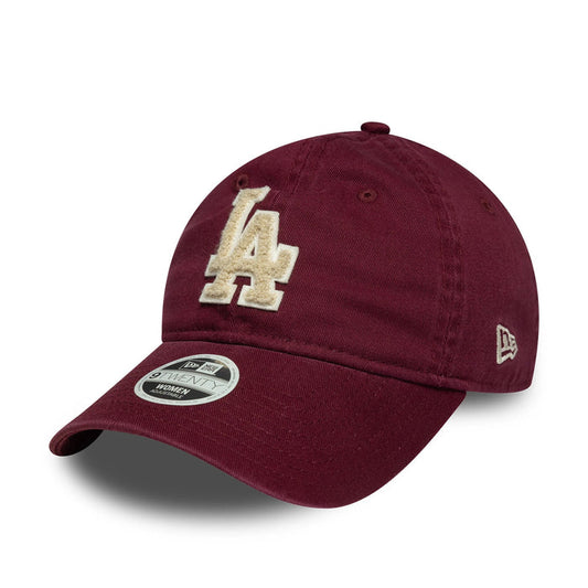 This is a LA Dodgers Womens MLB Boucle Dark Red 9TWENTY Adjustable Cap 1