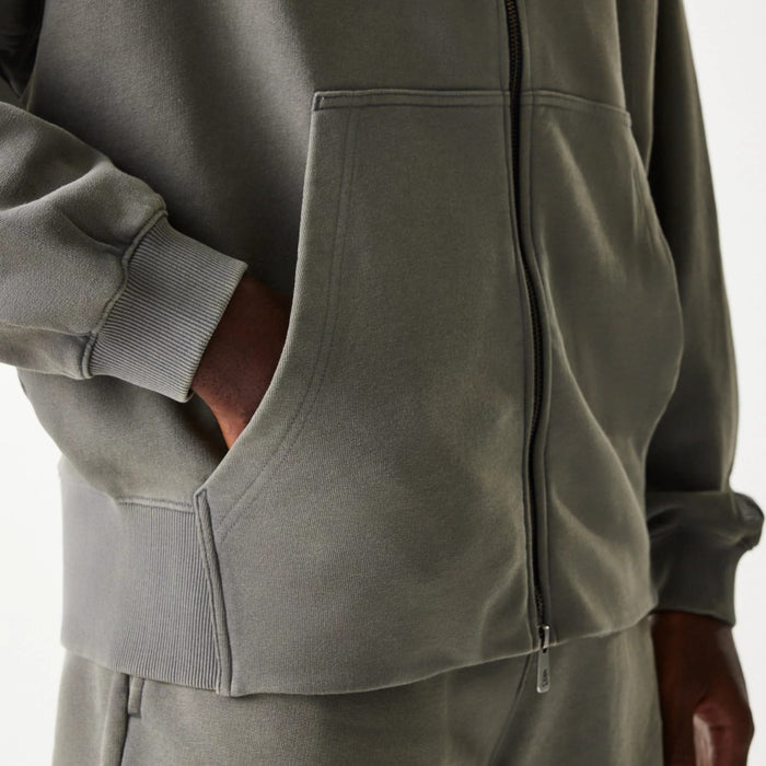 The Male model is wearing LA Lakers NBA Washed Grey Full Zip Hoodie 6