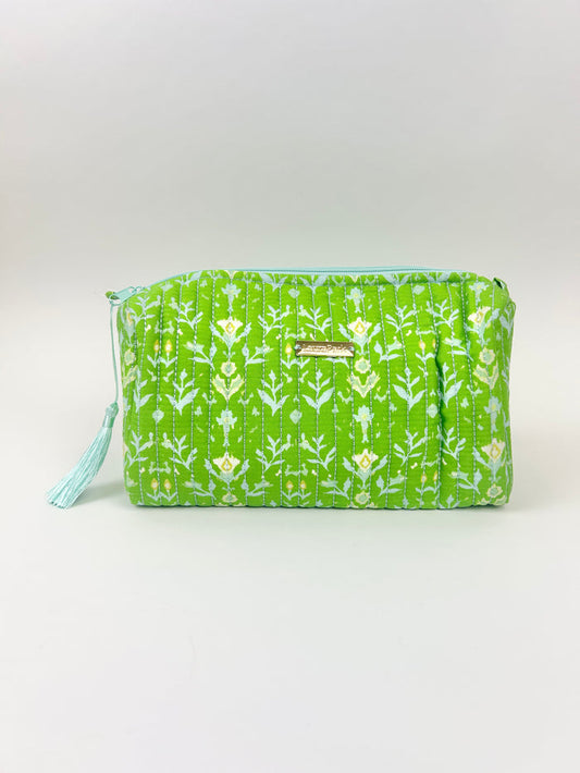 Laura Park Petal Garden Green Large Cosmetic Bag Travel Accessories in at Wrapsody