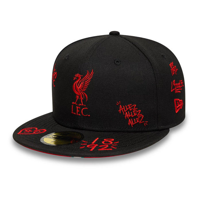 This is a Liverpool FC Scribble Black 59FIFTY Fitted Cap 1