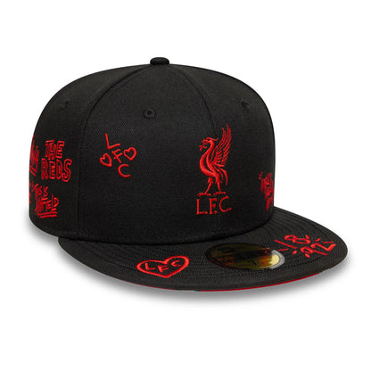 This is a Liverpool FC Scribble Black 59FIFTY Fitted Cap 4