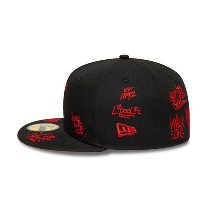 This is a Liverpool FC Scribble Black 59FIFTY Fitted Cap 6
