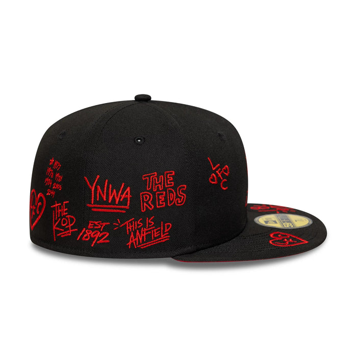 This is a Liverpool FC Scribble Black 59FIFTY Fitted Cap 7