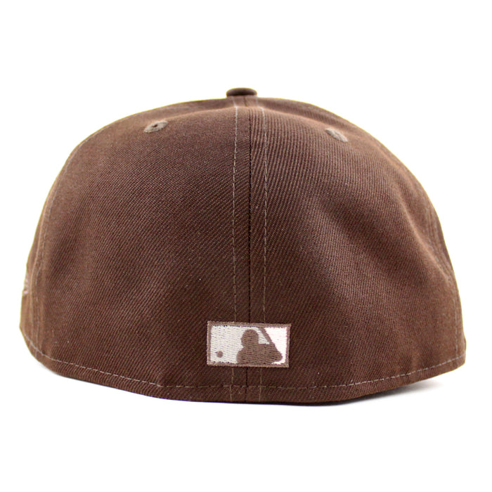 Los Angeles Dodgers 50th Anniversary DODGERS STADIUM New Era 59Fifty Fitted Hat (Burntwood Pink Under Brim)