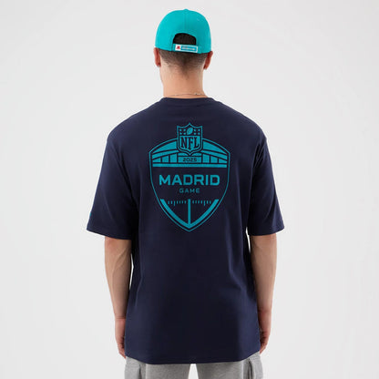 The Male model is wearing Miami Dolphins NFL International Series Games Navy Oversized T-Shirt 2