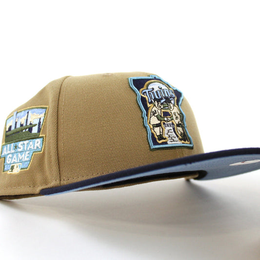 Minnesota Twins 2014 All Star Game New Era 59Fifty Fitted Hat (Glow in the Dark Khaki Navy Sky Blue Under Brim)