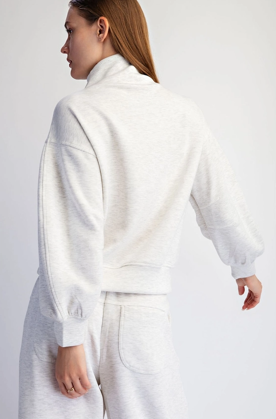Modal Light Grey Quarter Zip Pullover Activewear in at Wrapsody