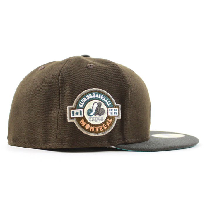 Montreal Expos Club De BaseBall Montreal New Era Fitted 59Fifty Hat (Walnut Pewter and Pine Needle Under Brim)