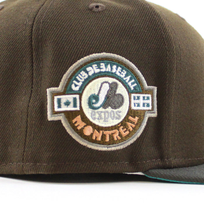 Montreal Expos Club De BaseBall Montreal New Era Fitted 59Fifty Hat (Walnut Pewter and Pine Needle Under Brim)