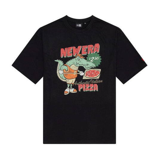 The Male model is wearing New Era Character Graphic Black Oversized T-Shirt 1