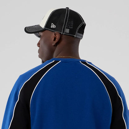 The Male model is wearing New Era Colour Block Navy Crew Neck Sweater 7
