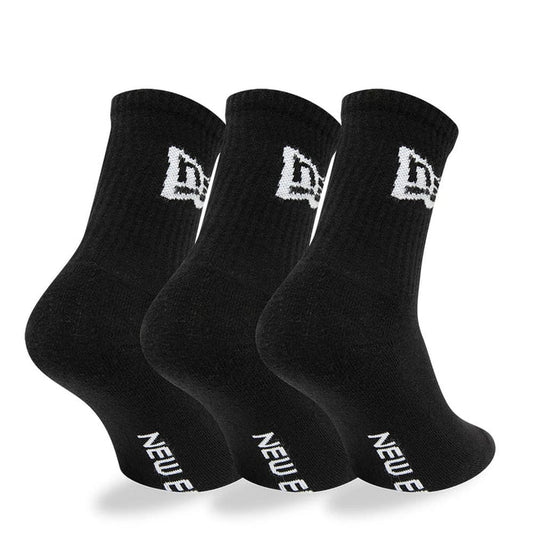 This is a New Era Flag 3 Pack Crew Black Socks 1
