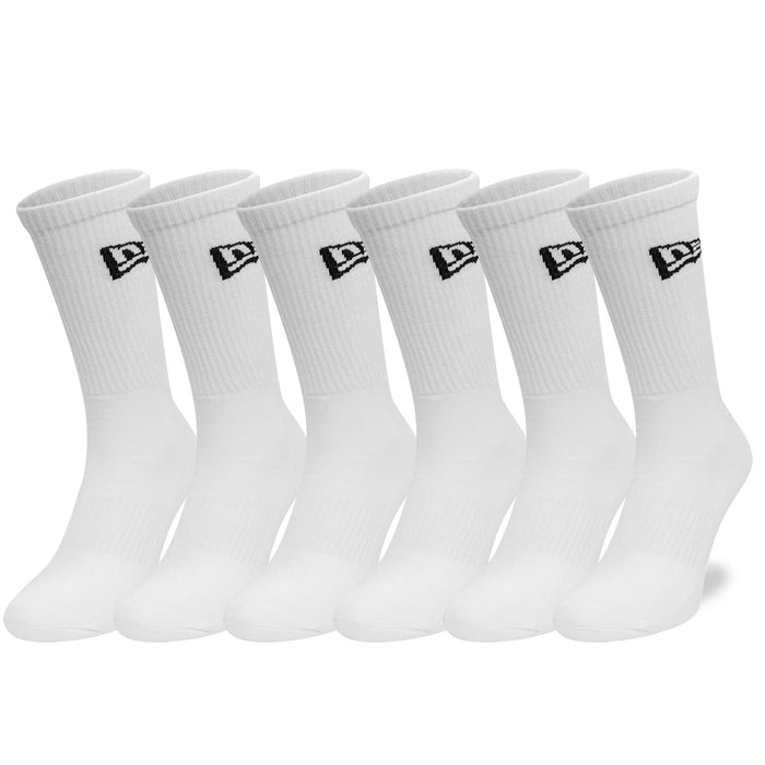 This is a New Era Flag 6-Pack White Crew Socks 1