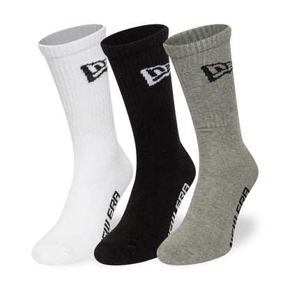 This is a New Era Flag Multi Monochrome 3 Pack Crew Socks 1