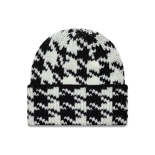 This is a New Era Houdstooth Black Cuff Knit Beanie Hat 1