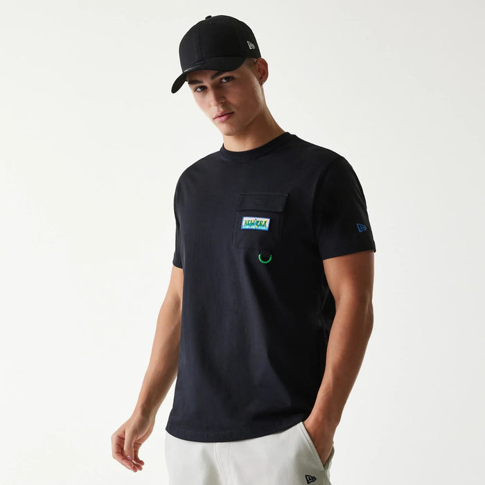 The Male model is wearing New Era Outdoor Earth Day Black Side Pocket T-Shirt 1