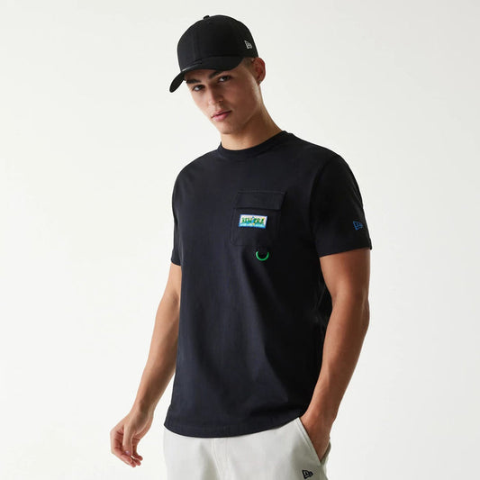 The Male model is wearing New Era Outdoor Earth Day Black Side Pocket T-Shirt 1