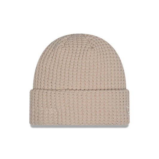 This is a  New Era Waffle Knit Light Beige Cuff knit Beanie Hat 1