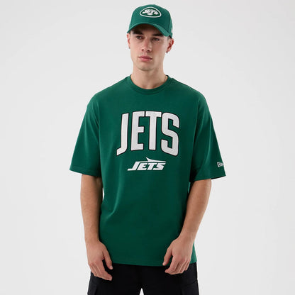 The Male model is wearing New York Jets NFL International Series Games Green Oversized T-Shirt 1