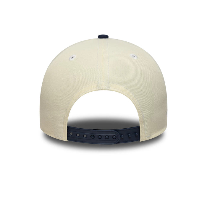 This is a New York Yankees MLB Chrome Blue Contrast Cream 9FORTY A-Frame Adjustable Cap 7