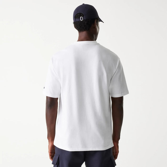 The Male model is wearing New York Yankees MLB Floral Graphic White Oversized T-Shirt 2