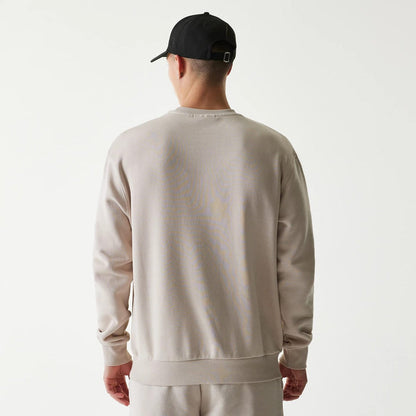 The Male model is wearing New York Yankees MLB League Essential Midi Cream Oversized Crew Neck Sweater 2