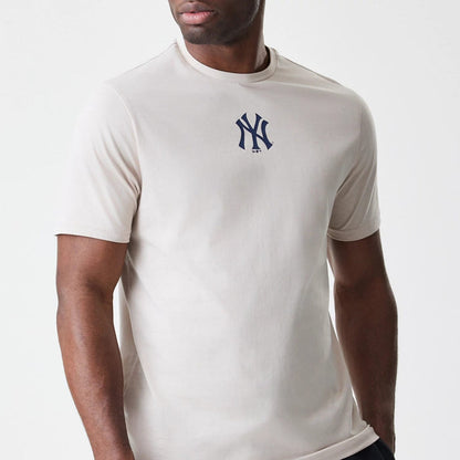 The Male model is wearing New York Yankees MLB Logo Cream T-Shirt 3