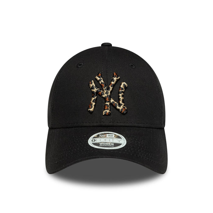 This is a New York Yankees Womens MLB Leopard Infill Black 9FORTY Adjustable Cap 2