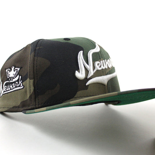 Newark Eagles New Era 59Fifty Fitted Hat (WoodLand Camo Green Under Brim)
