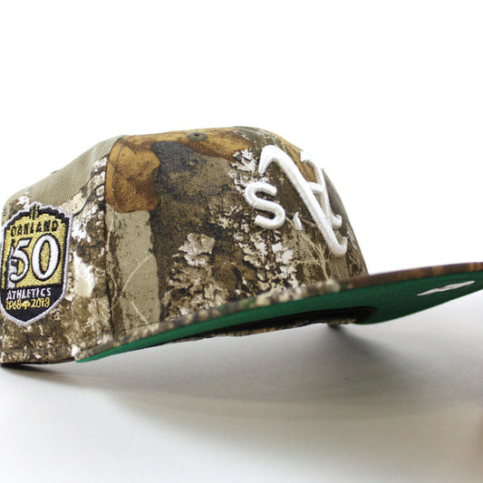 Oakland Athletics 50th Anniversary New Era 59Fifty Fitted Hat (RealTree Camo Green Under Brim)